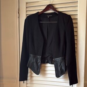 Eva Longoria Women’s Faux Leather Power Ponte Jacket Blazer